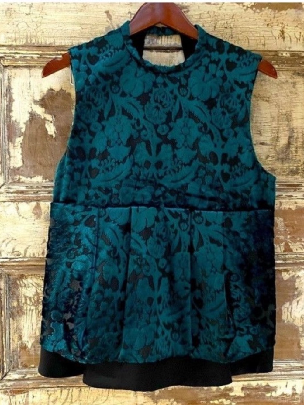 Rare Vintage Roberto Cavalli Burnout Velvet Peplum Top, M